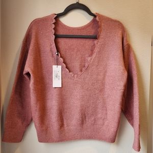 Molly Braken sweater - V neck (back)Rose color